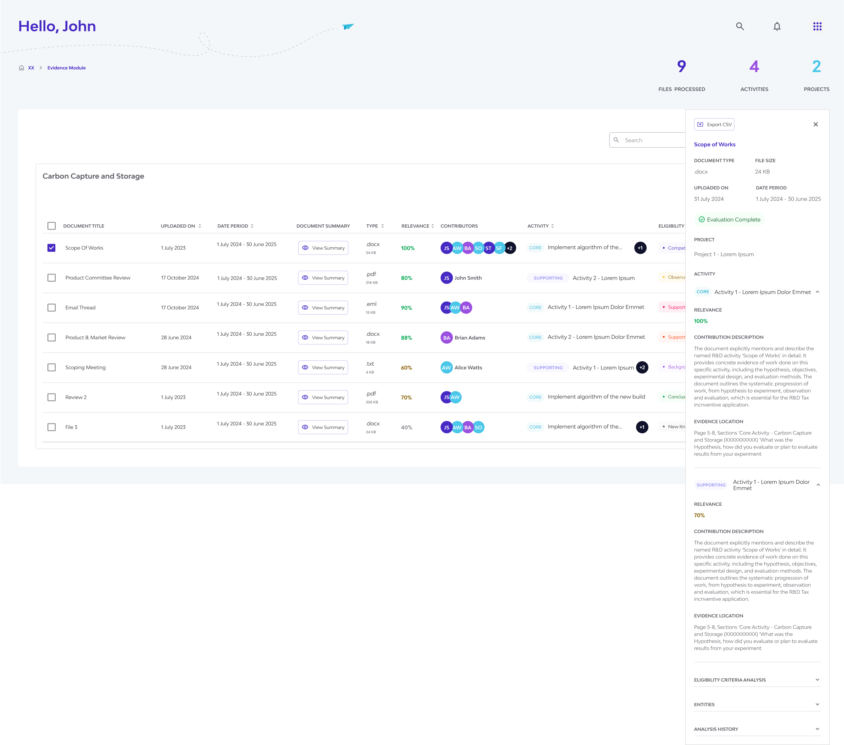 Process flow of Evidence AI module
